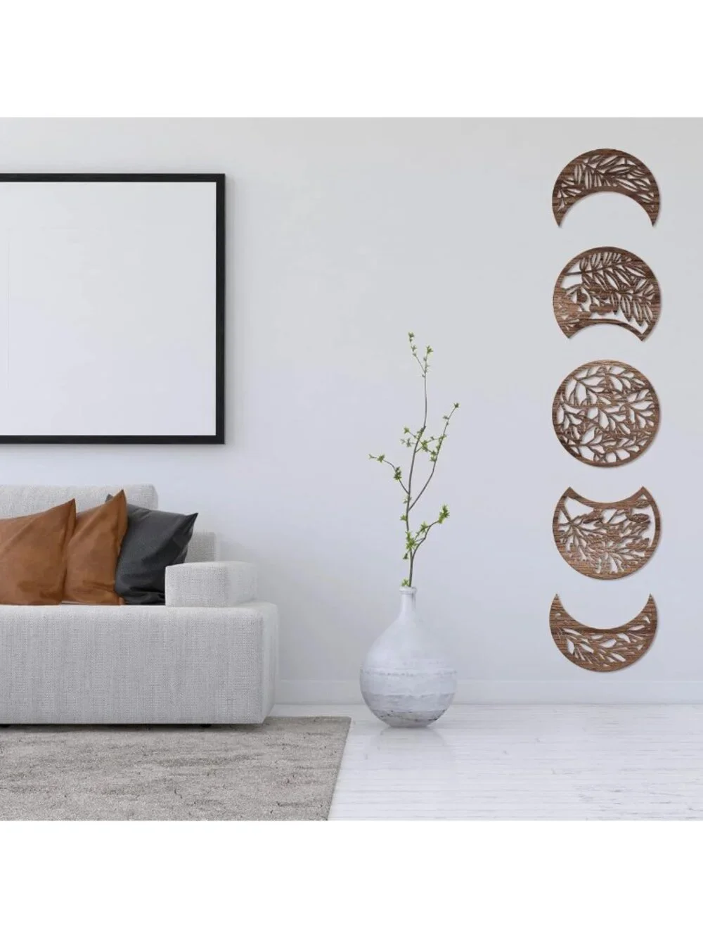 5 Pcs Moon Phase Wall Art Decor - Boho Lunar Aesthetic for Bedroom & Living Room